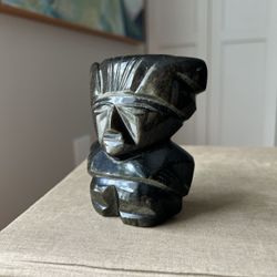 Mayan Aztec Golden Sheen Obsidian Craving ( H3.5” W3.5” ) firm on price