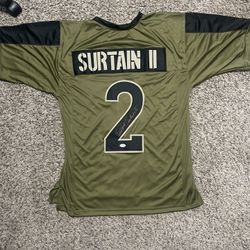 Surtain II Signed Authenticated Custom Salute To Service Jersey