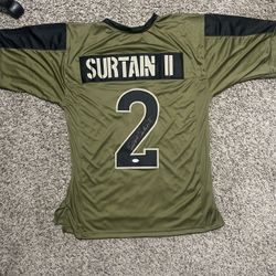 Surtain II Signed Authenticated Custom Salute To Service Jersey