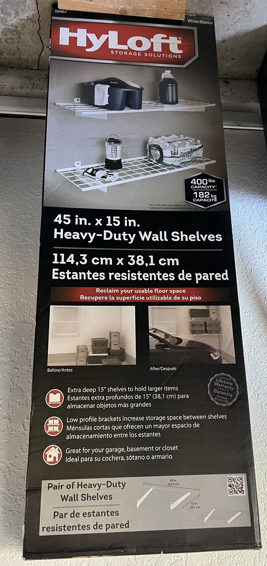 Heavy Duty White Metal Wall Shelves - New In Box