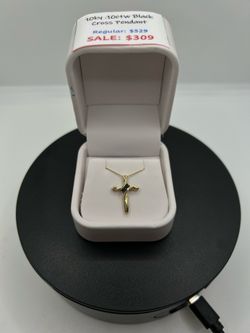 BRAND NEW 10KY Black Diamond Cross Necklace