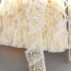 4 Yds Of 1 7/8” Ruffled Vintage Cream Lace #040223A1