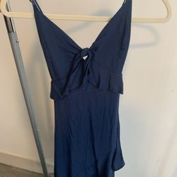 Navy Blue Spaghetti Long Dress (S)