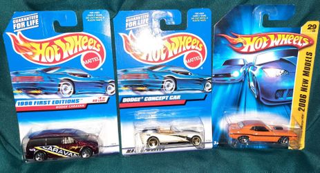 1997 Hot Wheels 1997 Dodge Caravan, 1999 Dodge Concept Car, 2006 '70 Dodge Challenger Hemi