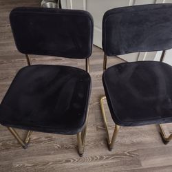 Suede And Brass Dining Chairs