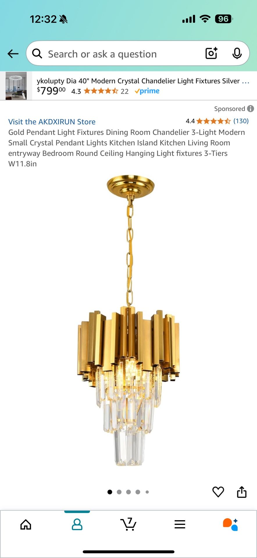 3 Light Modern Crystal Pendant Light