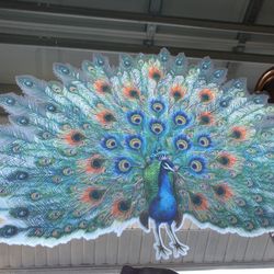 Large Dresser Mirror With Peacock 