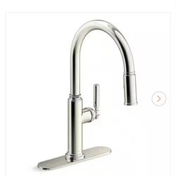 KOHLER Revolv Single Handle Pull Down Sprayer Kitchen Faucet in Vibrant Polished Nickel New In Box