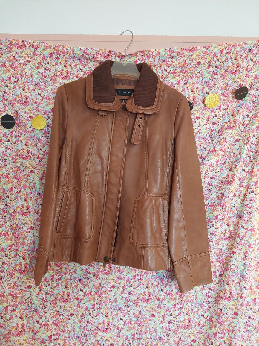 NEW JONES NEW YORK WOMEN'S LAMB LEATHER SCUBA JACKET