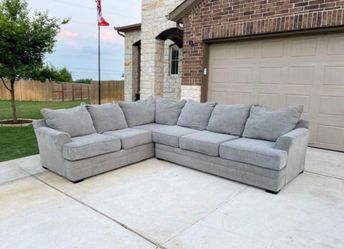 Large Gray Fabric Sectional Sofa