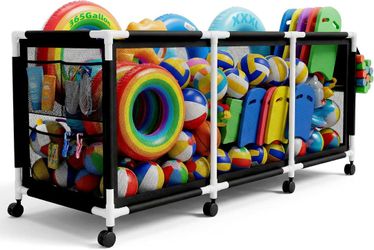 Jotesnew 365 Gal XXXL Pool Storage Bin 103 in Rolling