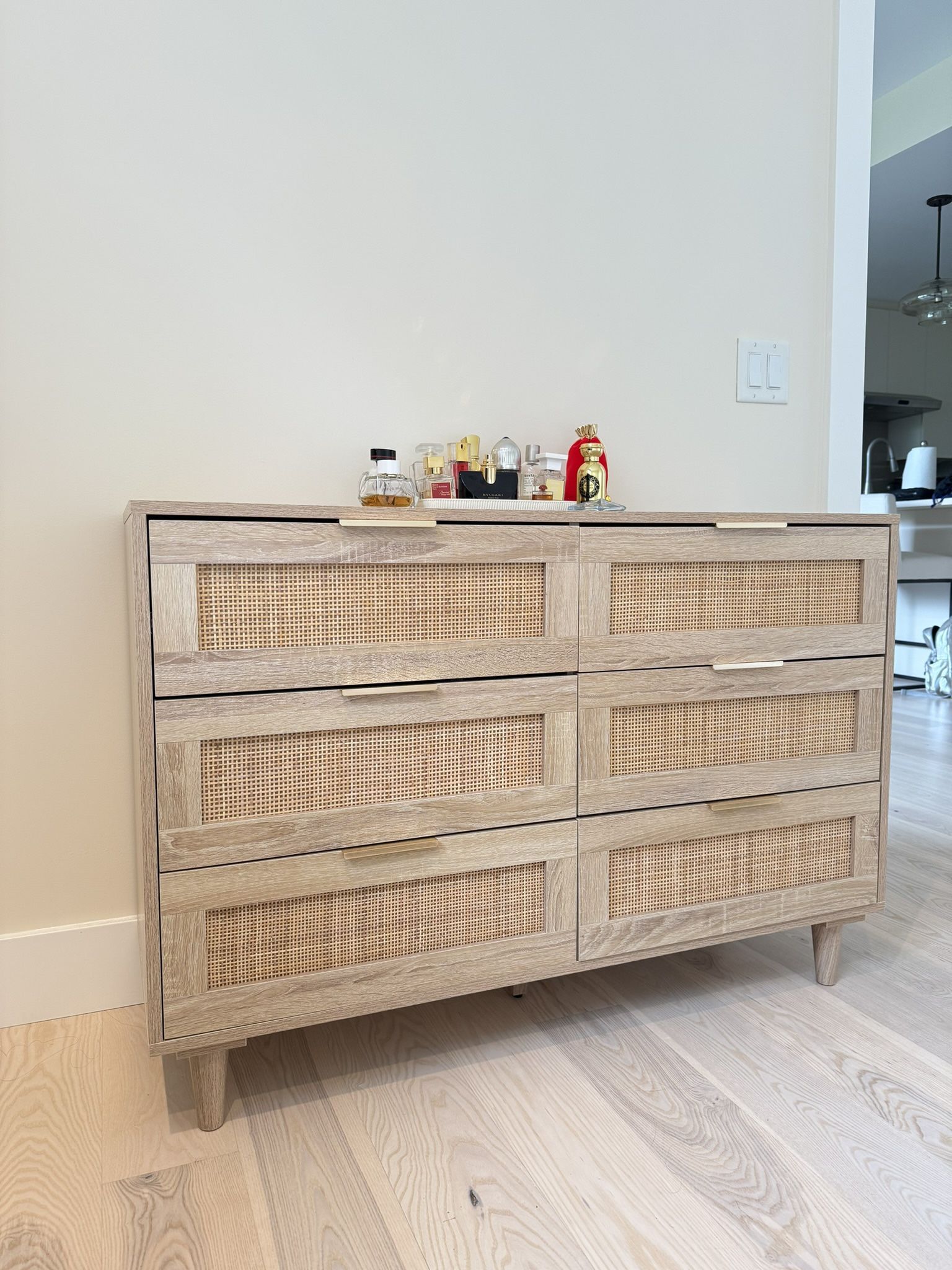 6-Drawer Rattan Dresser