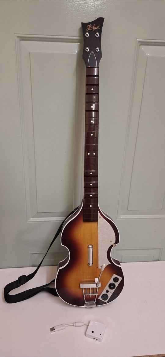 Rock Band Bass Wireless Guitar w/Dongle & Strap for Nintendo Wii or Wii U