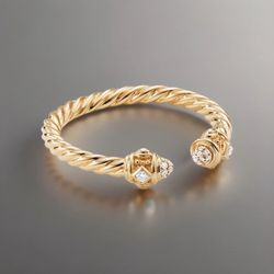 David Yurman 18kt yellow gold Renaissance diamond ring (2.3mm)