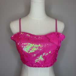 Fashion Nova Hot Pink Sequin Crop Top