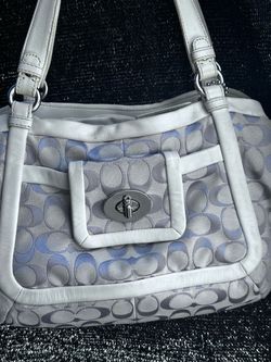 Coach Signature Shoulder Bag Shoulder lavender turnlock  Bag cream Leather Trim