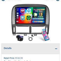 Lot # UB6271: Car Radio for Lexus LS 2002 2003 2004 2005 2006 2G64G 9 inch Car Stereo with Wireless Carplay Android Auto Touch Screen Upgrade 