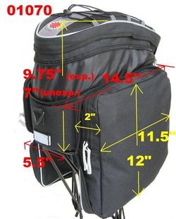 Axiom Journey Carrier Rack & Banjo Bros Expandable Pannier Rack top bag