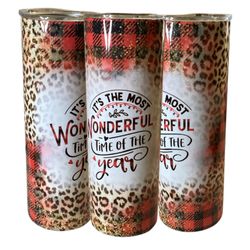Christmas Animal Print & Plaid Design Stainless Steel Tumbler Skinny 20oz