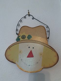 Scarecrow Face Wood Wall Hanging