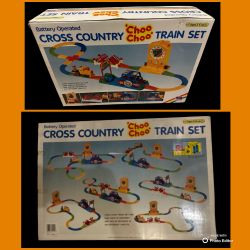 NIB Vintage Battery Operated Cross Country Choo Choo Train Set-Can be set up 6 different ways!