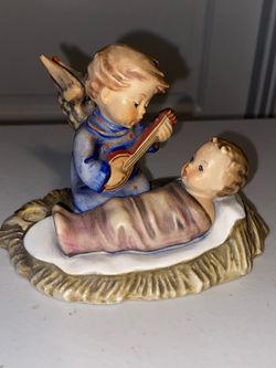 Vintage Hummel Lullaby Angel with Baby Jesus Figurine Candleholder