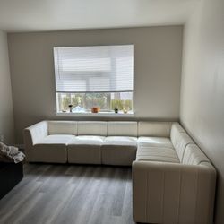 MODWAY white Microfiber Sectional Sofa Couch 