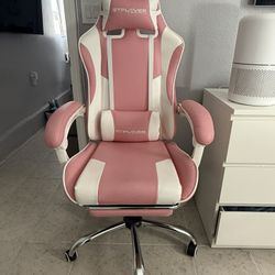 Pink/White Adjustable Swivel Chair 