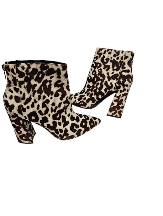 Charles David Animal Print Leather Fur Ankle Boots Sz 9.5