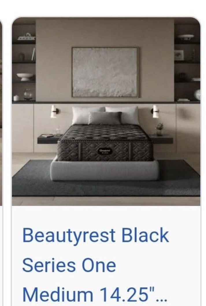 1 Beautyrest Black Series One Medium 14.25" Queen Matress AND 1 Ashley Beautyrest Black Luxury Base Queen W/Remote Y