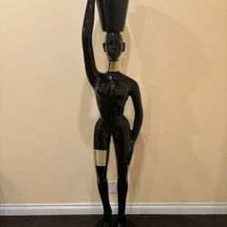 Life-size Glazed Statue African Women With Vase