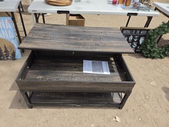 Industrial Farmhouse Lift-Top Coffee Table with Bottom Shelf