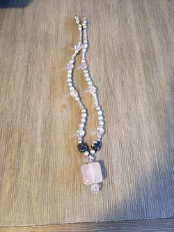 Costume Pink Quartz Necklace 