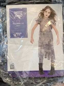 Girls Ghostly Zombie Halloween Costume Medium 8-10