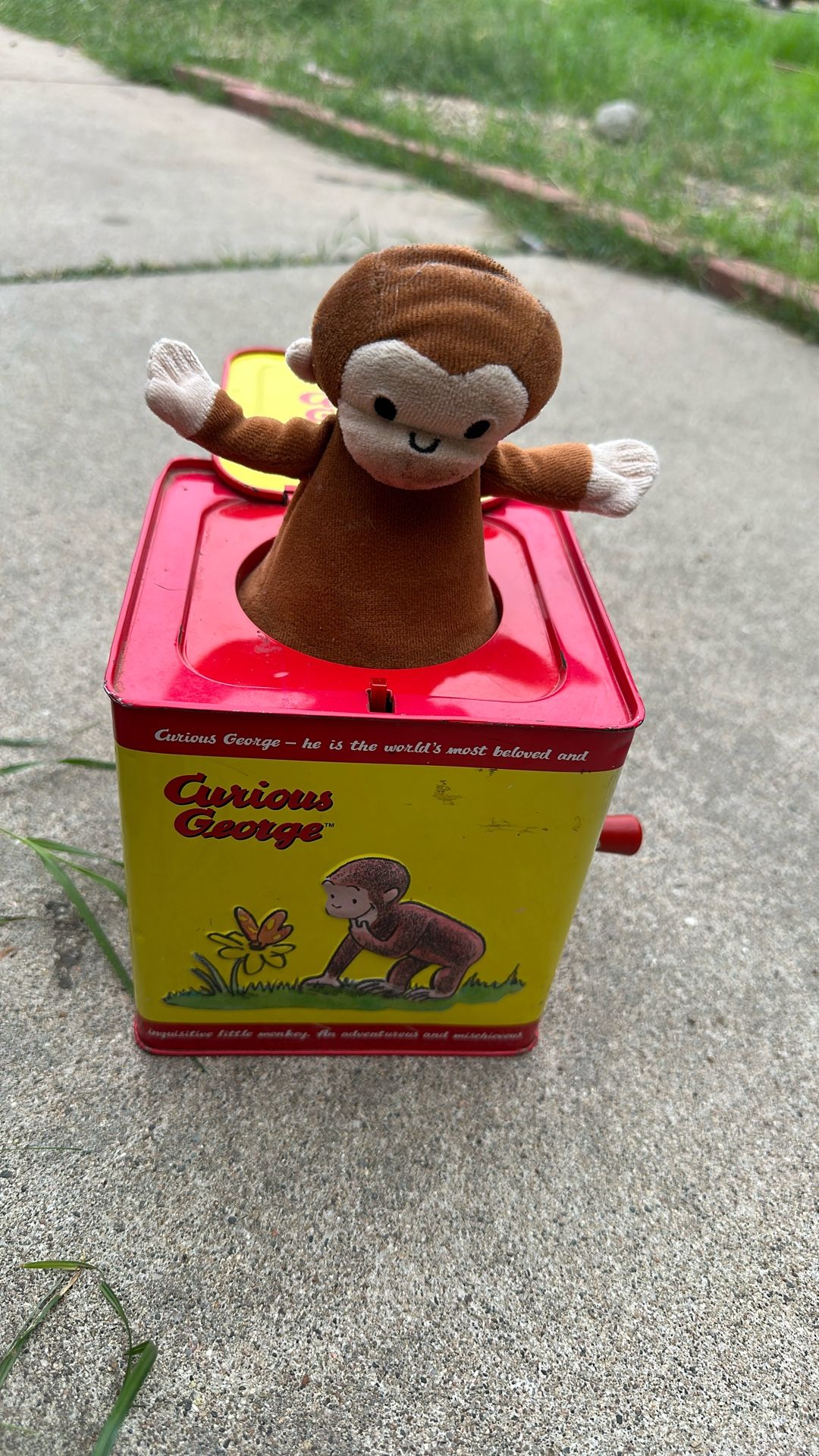 VINTAGE - Schylling Classic Curious George Musical Jack (monkey) in the Box Toy
