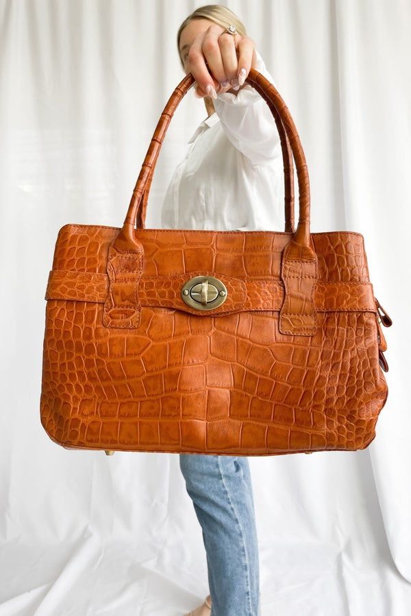 Vintage Michael Rome Designs Croc Embossed tote Bag made in Italy