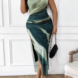 SHEIN Multi Color Shoulder Strap Body Con Dress