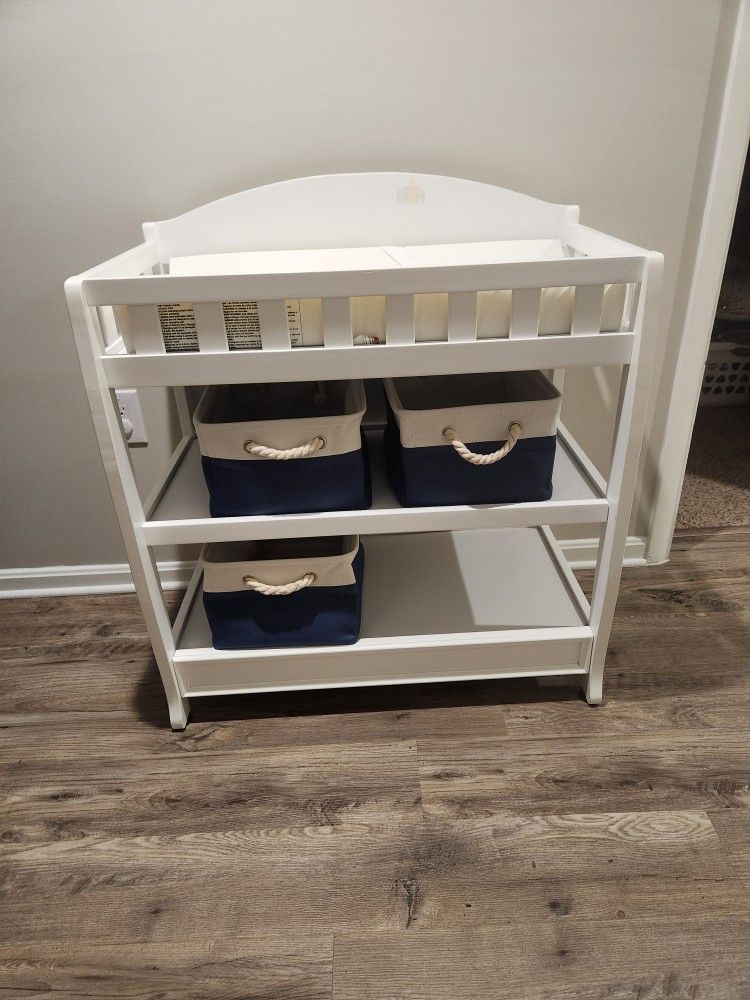 Changing Table With Canvas Bins