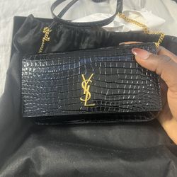 Saint Laurent-Cassandre Phone Holder (CROCODILE-EMBOSSED)