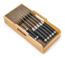 Bamboo Knife Drawer Organizer Insert – Kitchen Knife Storage Block