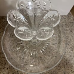 Crystal Platter With Vase Stand