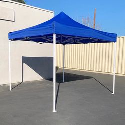 $99 (New in Box) Heavy-duty 10x10 ft outdoor ez pop up canopy party tent instant shades w/ carry bag (white/blue)