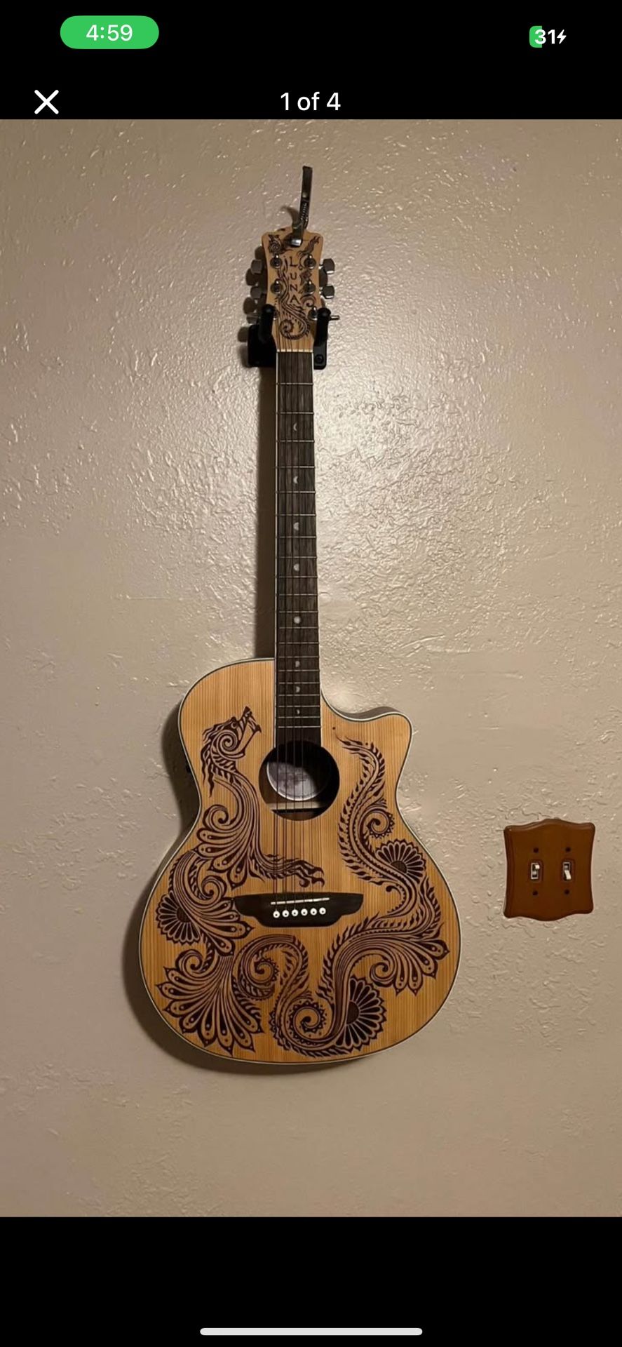 Luna henna dragon Acoustic Electric Guitar
