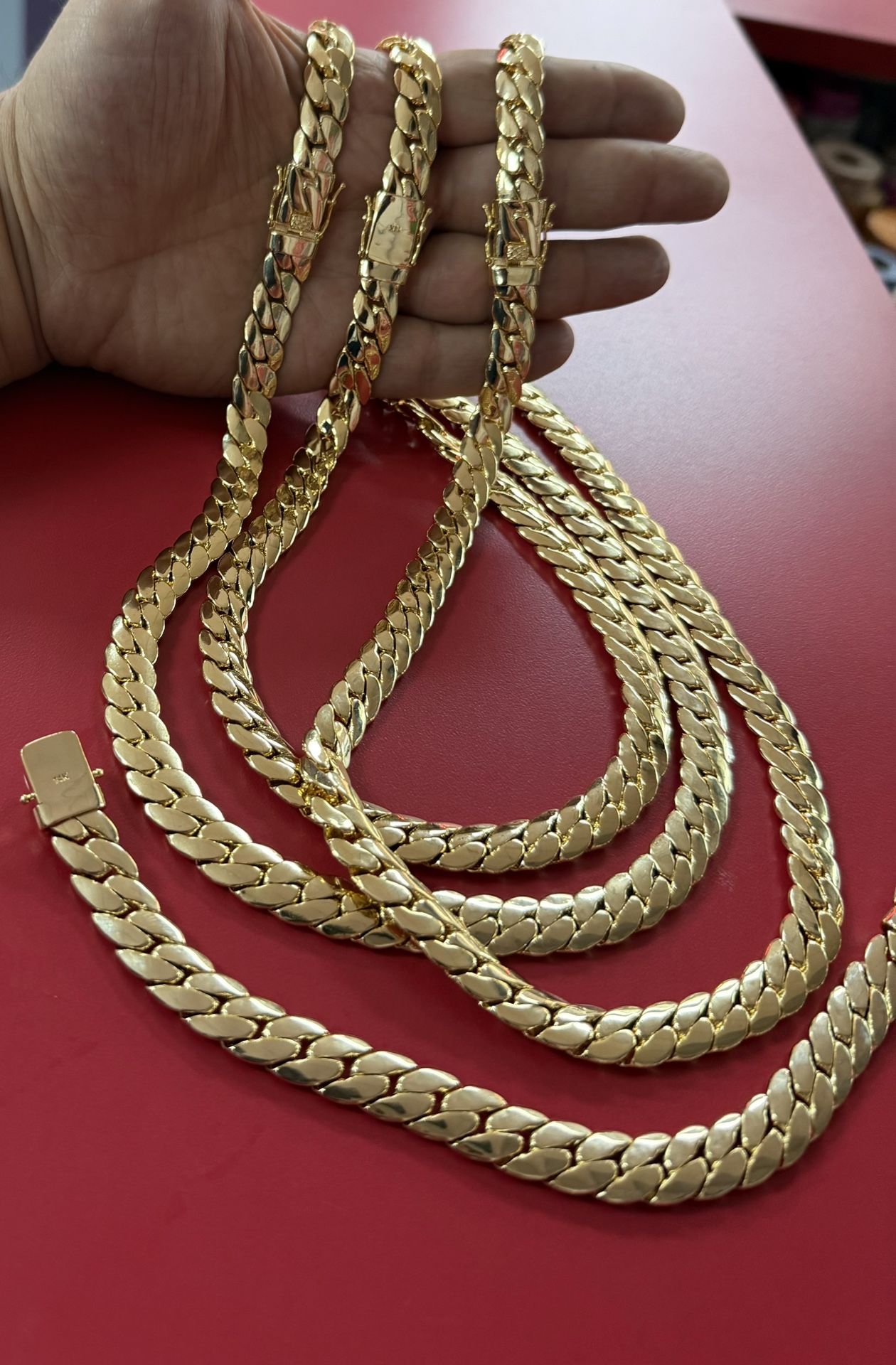 Handmade polished Miami Cuban necklace 14k premium stamped gold plated🔥🔥🔥