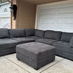 Comfy Costco Modular Sectional Couch/Sofa + Ottoman | FREE DELIVERY