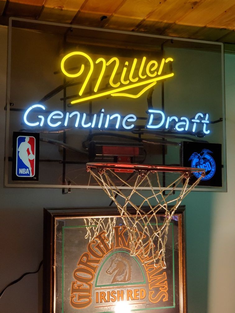 Neon collectible Miller Draft with hoop