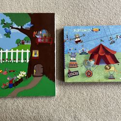 Children’s circus and mouse canvas artwork