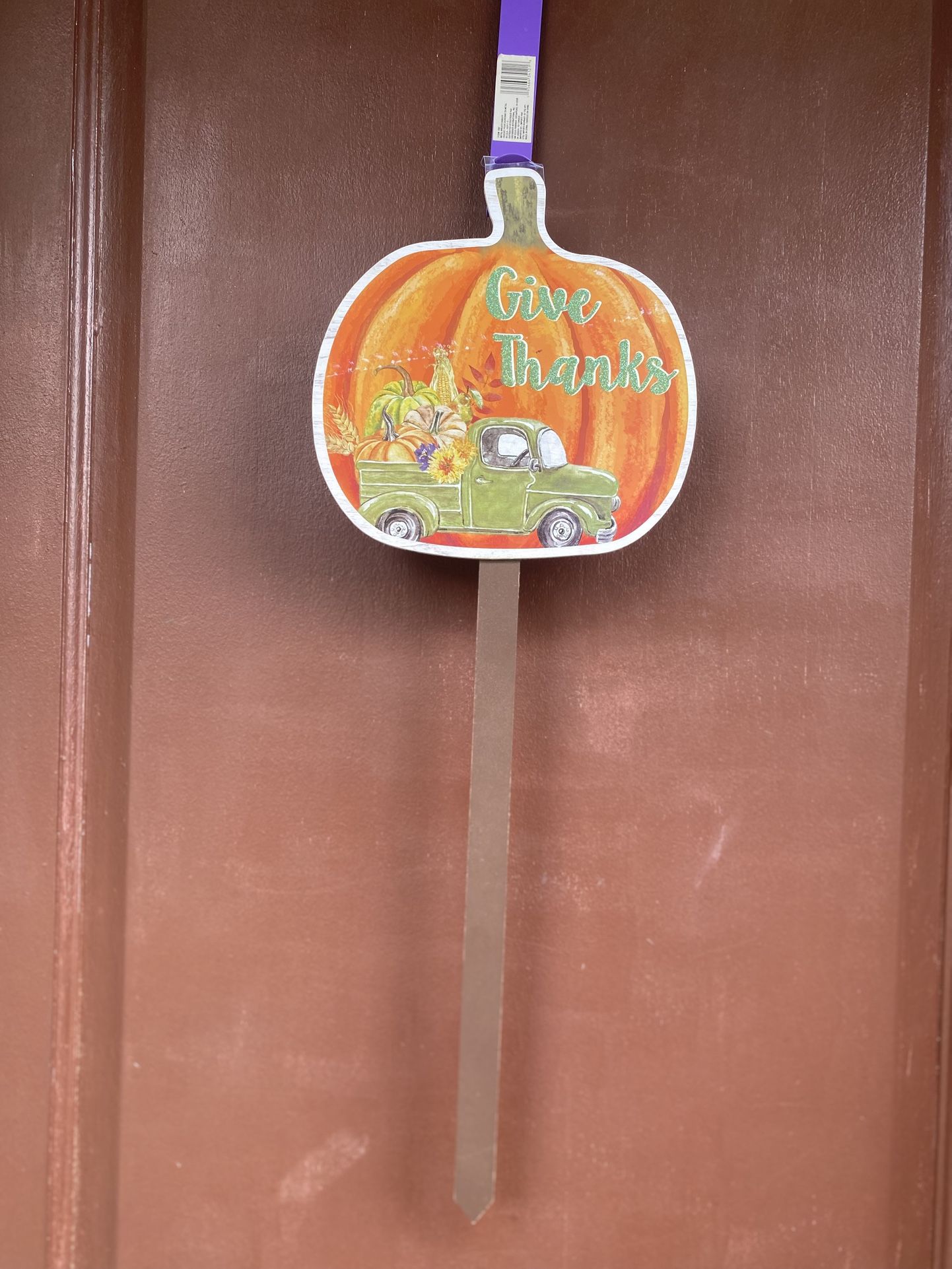 Thanksgiving Pumpkin Yard Stake 22”