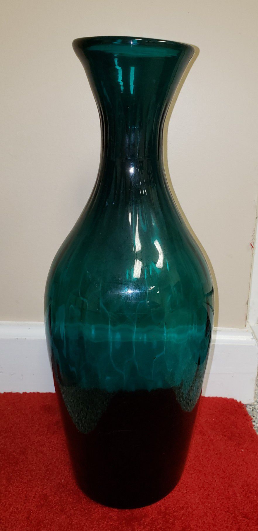 Large Decorative Glass Vase - Green 17 1/2" Tall