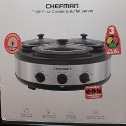 Chefman Triple Slow Cooker & Buffet Server. Original Box. Never Opened.